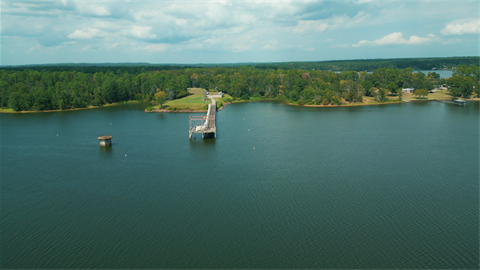 Drone photo overlooking Lake Tyler Plant